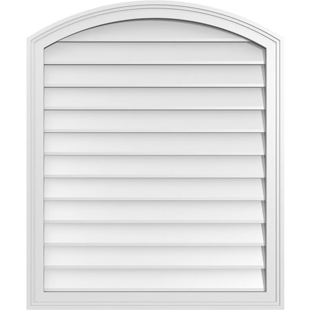 Ekena Millwork Arch Top Surface Mount PVC Gable Vent: Functional, w/ 2"W x 1-1/2"P Brickmould Frame, 30"W x 36"H GVPAR30X3602SF